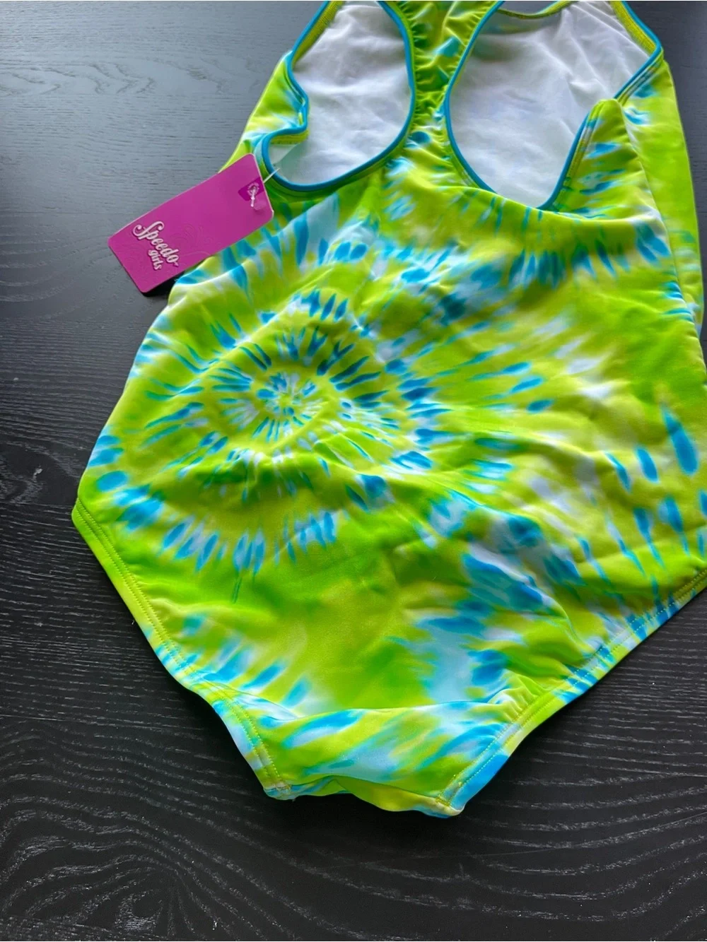 Brand New (Original $40) Speedo Girls Green Tie Dye One Piece Swimsuit Size 16